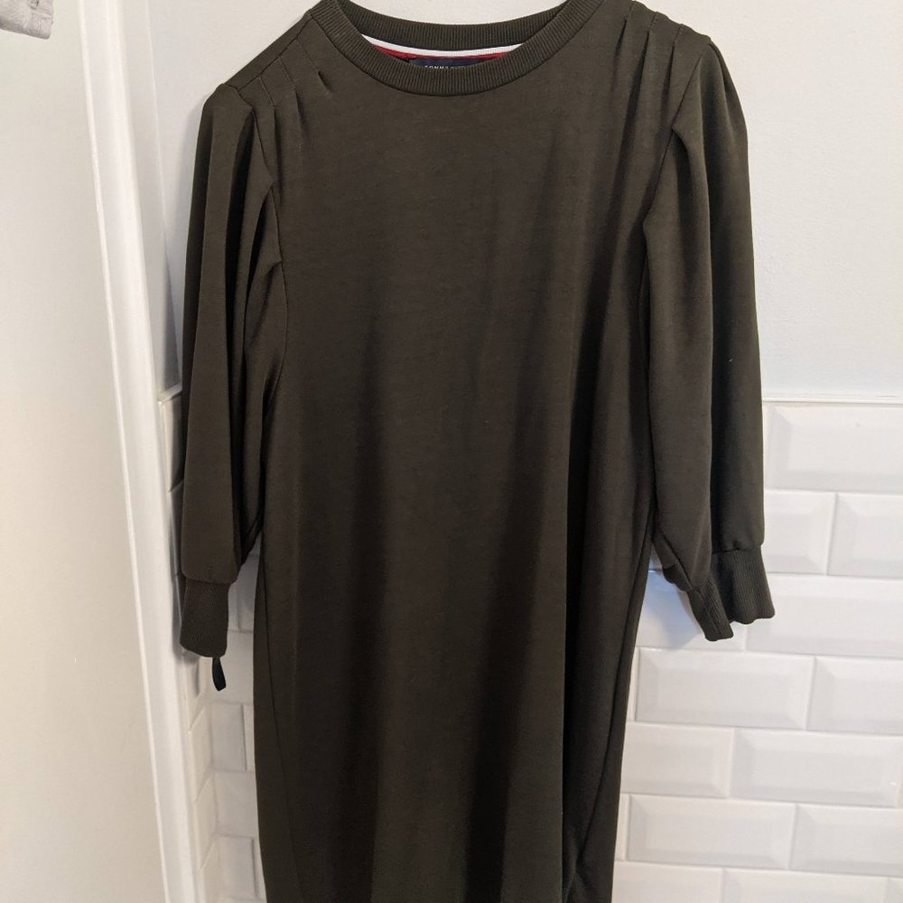 TOMMY HILFIGER PUFF QUARTER SLEEVE T SHIRT DRESS - GREEN